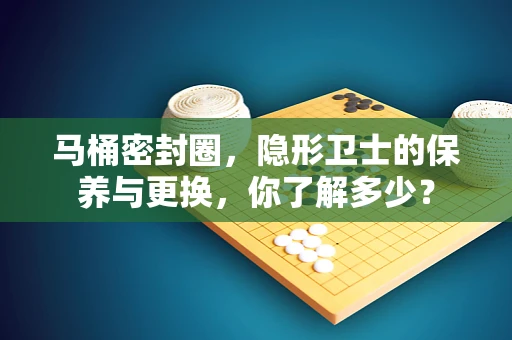 马桶密封圈，隐形卫士的保养与更换，你了解多少？